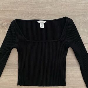 H&M Black Ribbed Crop Top